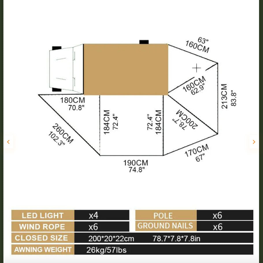Bamatent Naturnest 270 Car Awning Plus Room Driver Side(Awning+Awning Room)
