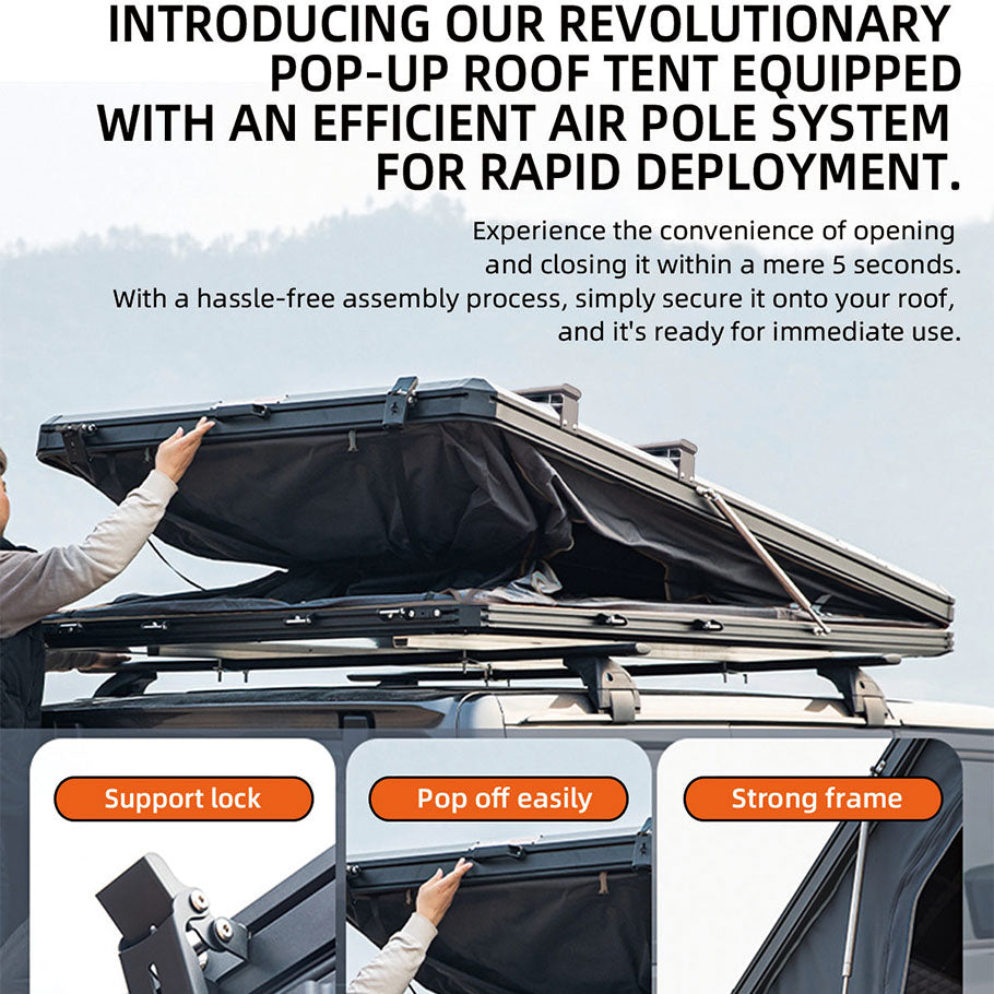 Rooftop Tent Hard Shell, Waterproof, UV Protection, Windproof, Pop Up, Car Camping