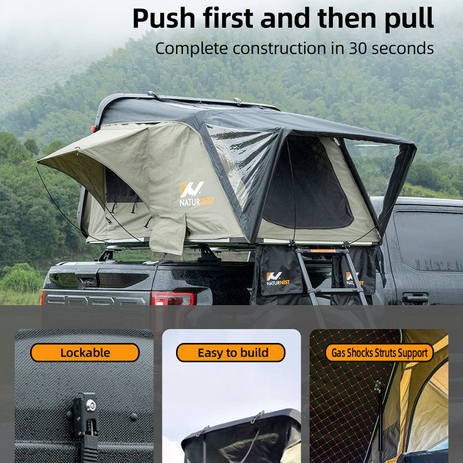 Rooftop Tent Hard Shell, Naturnest Rooftop Tent Roof Top Tent Camping Hardshell Rooftop Tents For Camping Overland Tent For Jeep Tent Car Roof Tent For Jeep Wrangler Truck Van SUV Rooftop Tent