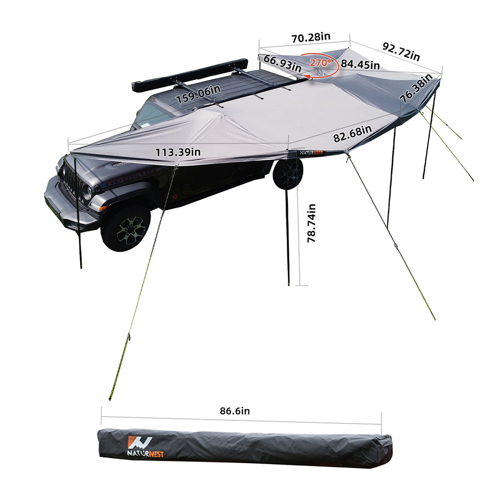 Bamatent Naturnest Driver Side 270 Awning With Led Lights